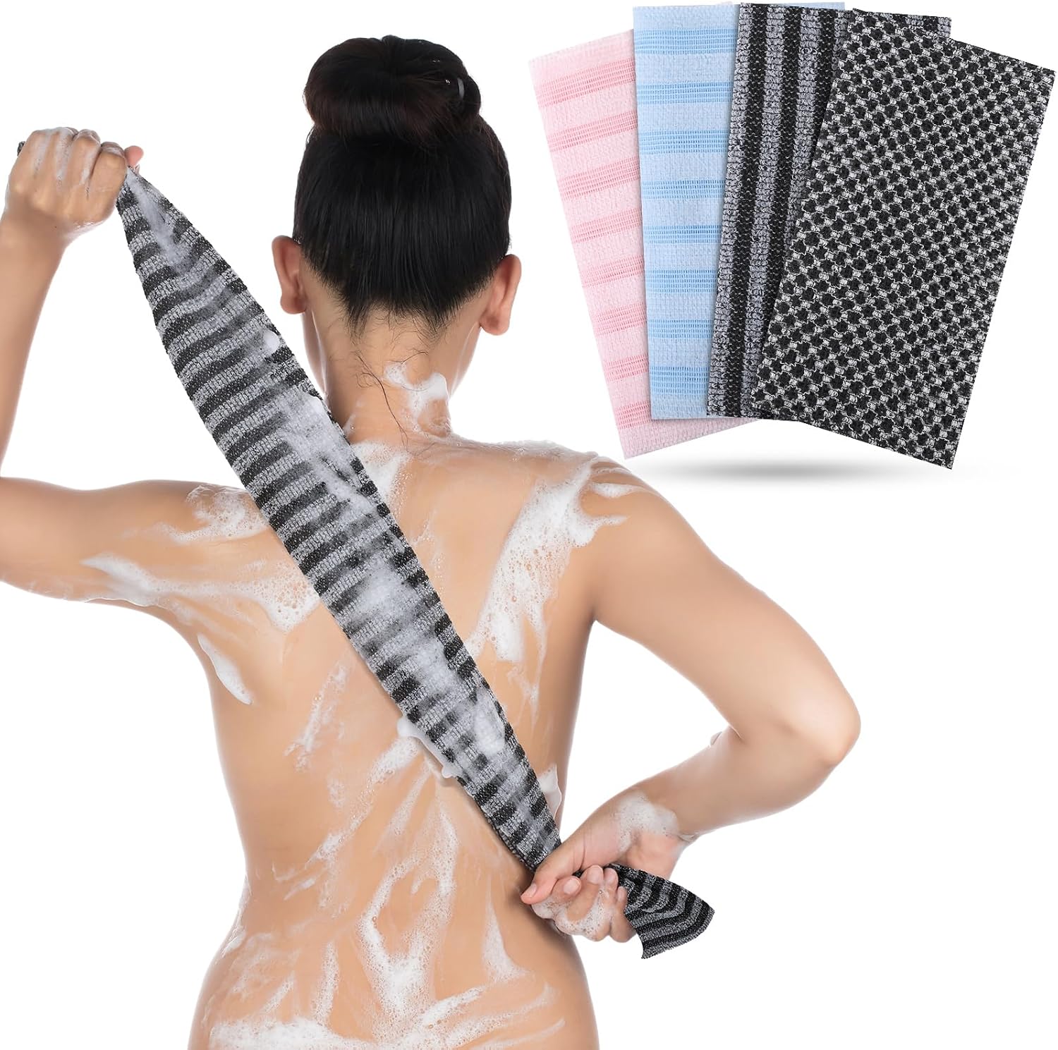Exfoliating Scrub Mens - ผ้าขัดตัวไนลอนญี่ปุ่น สำหรับขัดหลัง ขัดผิว ใช้ในห้องน้ำ สำหรับผู้ชายและผู้หญิง