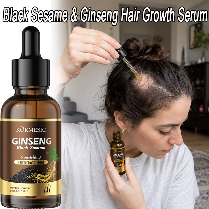 Ingrown Hair Serum - เซรั่มบำรุงผมจากงาดำและโสม, ช่วยให้ผมยาวเร็วขึ้น, ผมหนาและยาวขึ้น, ป้องกันผมร่วง, กระตุ้นการงอกใหม่ของเส้นผม, รักษาอาการผมร่วงเฉพาะจุด