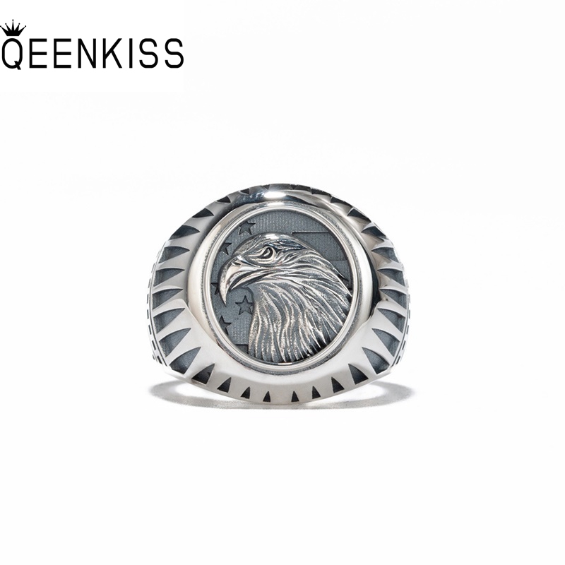Men'S Grooming Gift Set - QEENKISS 925 เงินสเตอร์ลิง Vintage Eagle แหวนผู้ชายวันเกิดงานแต่งงานคริสต์มาสพ่อเจ้าบ่าวแฟนของขวัญ