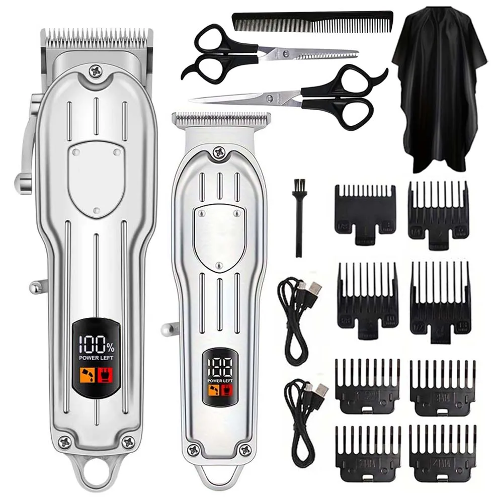 Men'S Grooming Essentials - เครื่องตัดผมไฟฟ้า จอแสดงผลดิจิตอล มัลติฟังก์ชั่น เครื่องเล็มผมสำหรับใช้ในบ้าน ระดับมืออาชีพ ชุดอุปกรณ์ตัดแต่งทรงผมสำหรับผู้ชาย