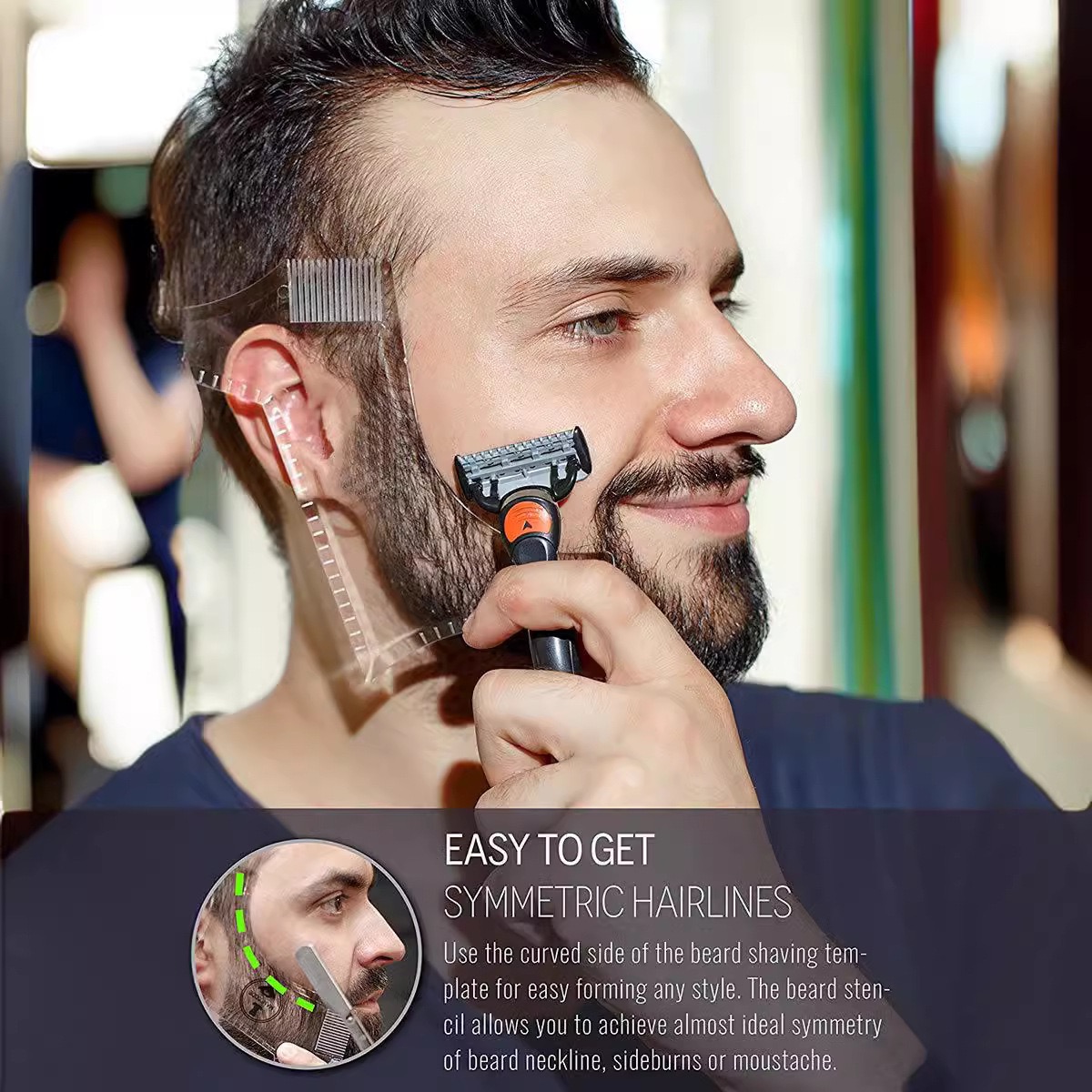 Men'S Grooming Tonic - แม่แบบจัดแต่งทรงหนวดสำหรับผู้ชาย อุปกรณ์ตัดแต่งหนวดอเนกประสงค์ อุปกรณ์เสริมสำหรับการดูแลหนวด ใช้ร่วมกับน้ำมันบำรุงหนวดและแปรงหนวด
