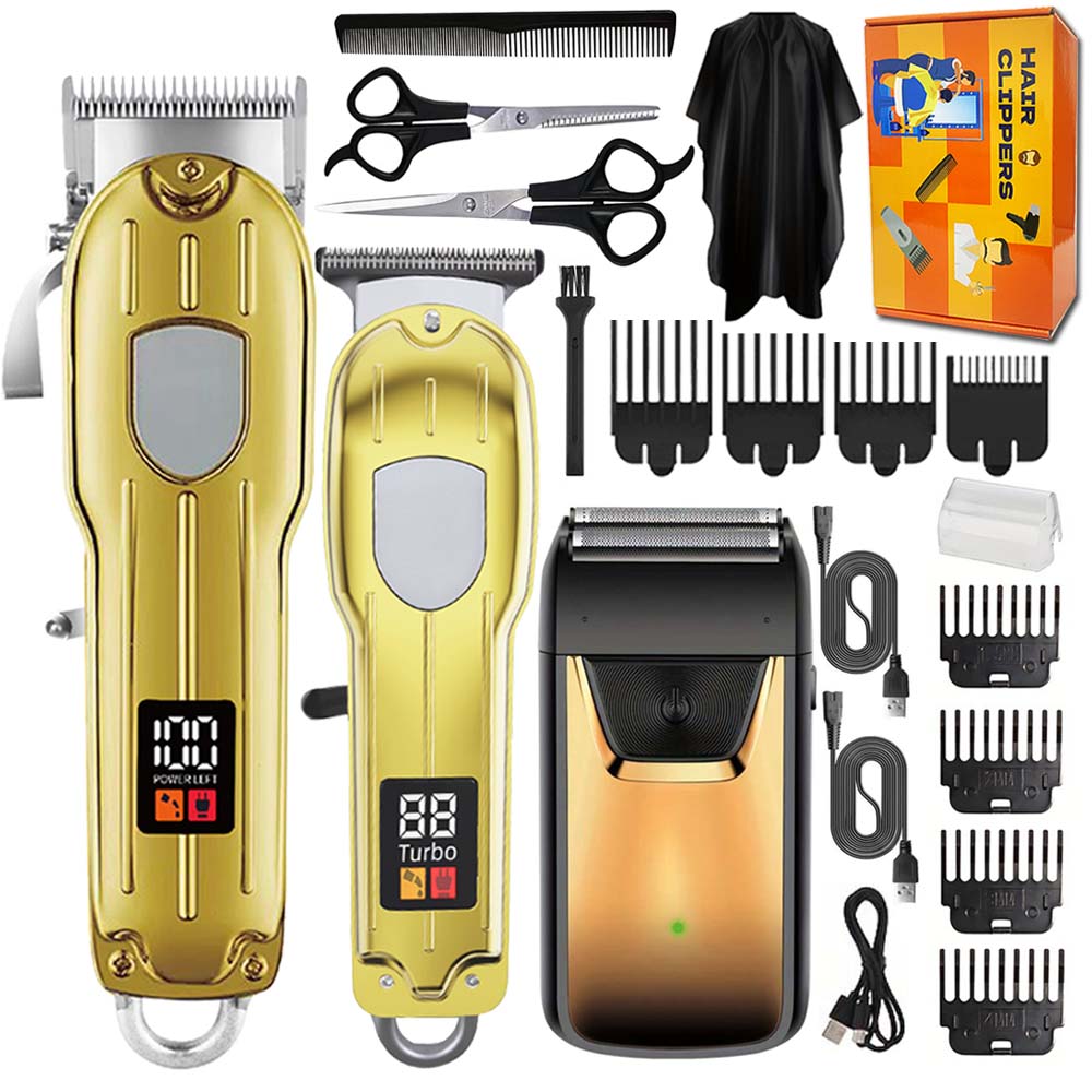 Mens Grooming Kit Gift Set - ชุดเครื่องตัดผม 3-in-1 ระดับมืออาชีพสำหรับผู้ชาย – เครื่องโกนหนวดไฟฟ้าไร้สาย, เครื่องเล็มผมแบบ
