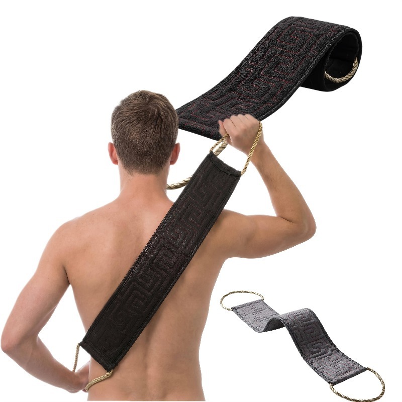 Exfoliating Scrub Mens - แปรงขัดหลังแบบยาว ผ้าขัดหลังเนื้อหยาบ ขจัดเซลล์ผิวที่ตายแล้ว ทำความสะอาดล้ำลึก สำหรับผู้ชายและผู้หญิง อุปกรณ์อาบน้ำ